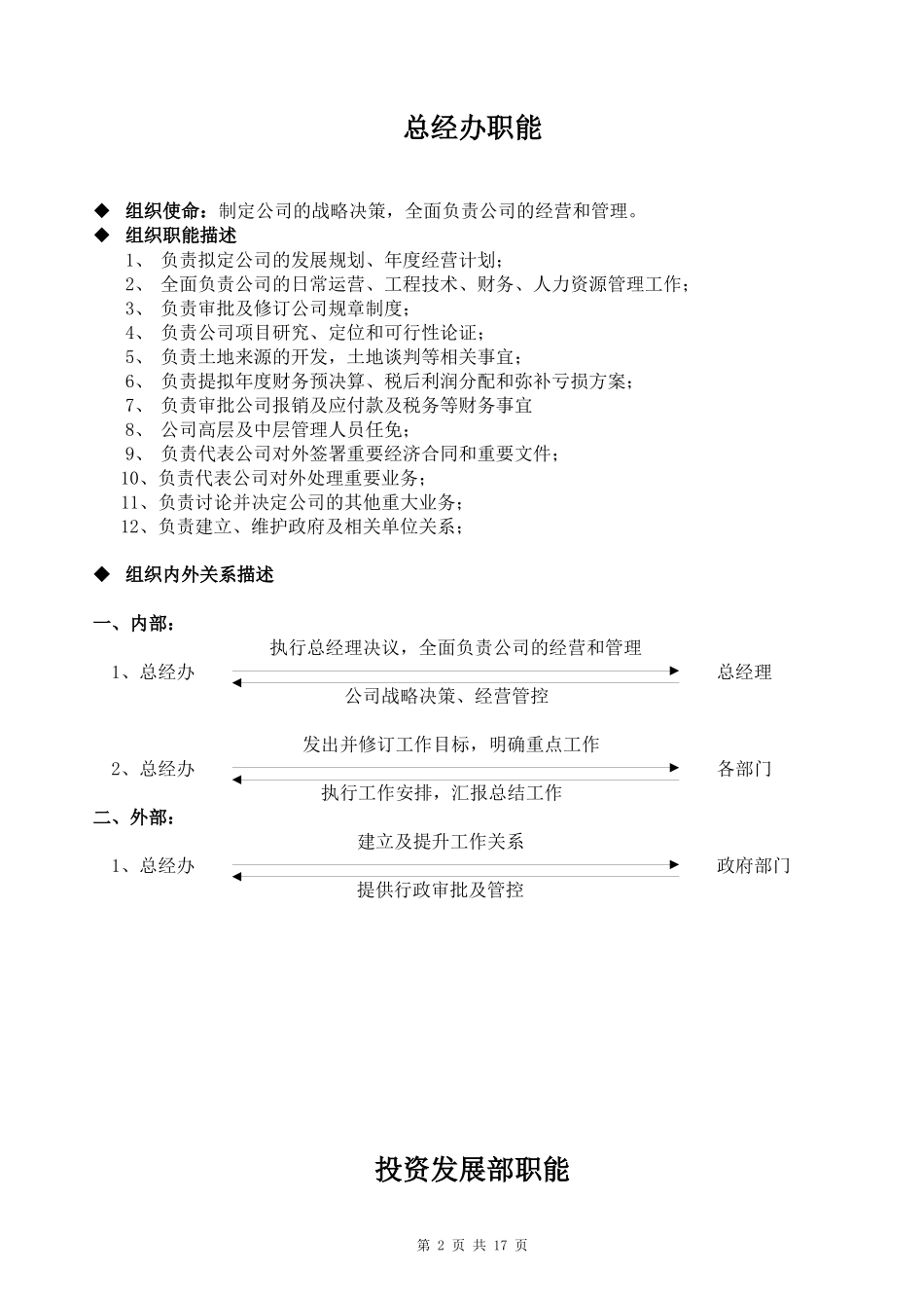 深圳蓝湾房地产部门设置及职能说明书_第2页