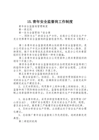 青年安全监督岗工作规章制度细则