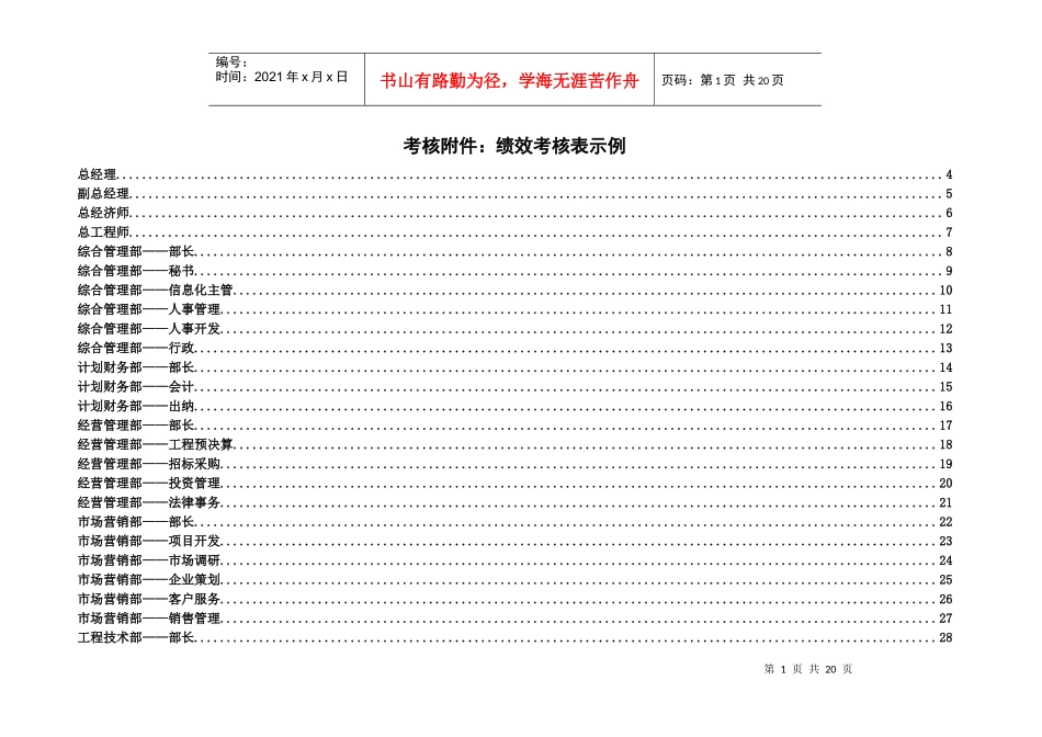 考核附件：绩效考核表示例_第1页