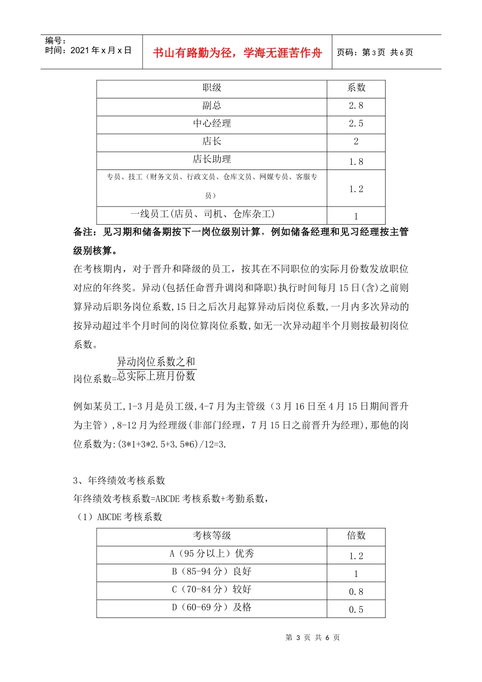某公司员工年终奖分配方案_第3页