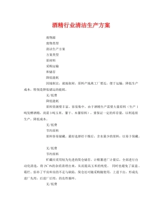 《安全管理资料》之酒精行业清洁生产方案 