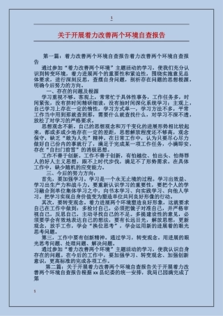 关于开展着力改善两个环境自查报告