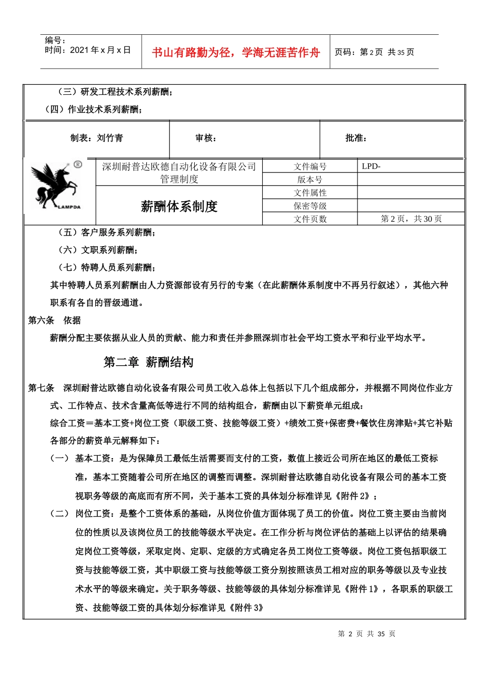 薪酬体系制度XXXX版_第2页