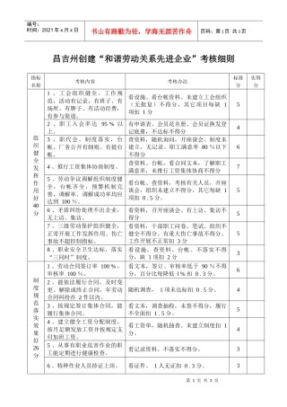 昌吉州创建“和谐劳动关系先进企业”考核细则