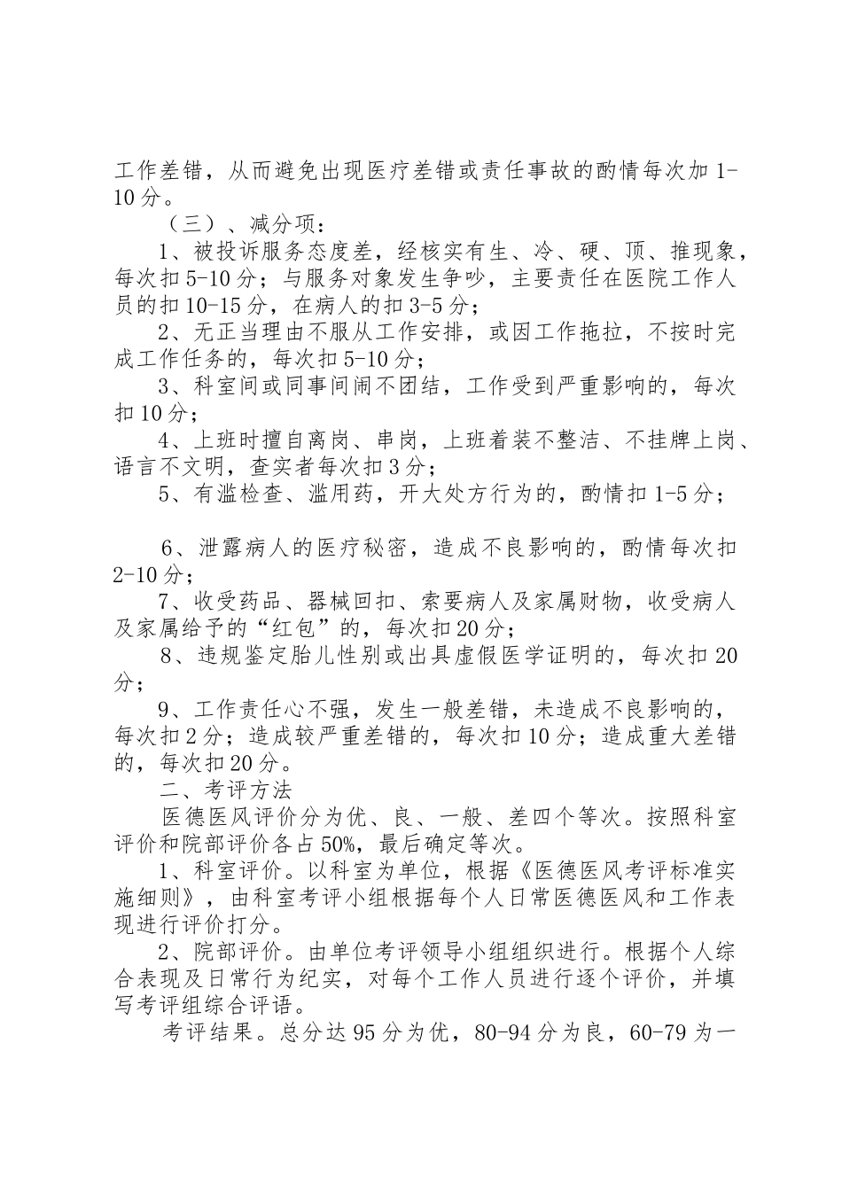 卫生院医德医风考评规章制度[合集五篇] _第2页