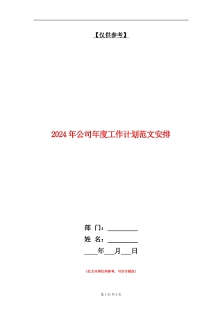 2024年公司年度工作计划范文安排