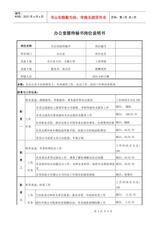 电力办公室接待秘书岗位说明书