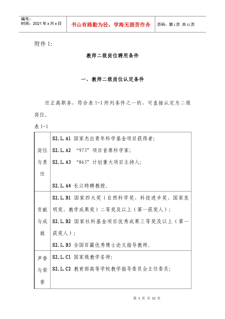 教师二级岗位聘用条件_第1页