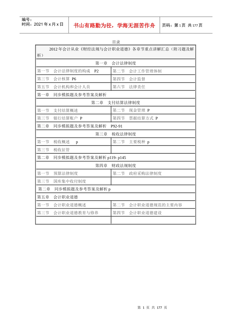 财经法规与会计职业道德各章节重点讲解汇总_第1页