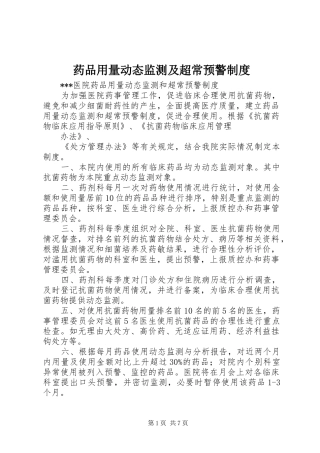 药品用量动态监测及超常预警管理规章制度