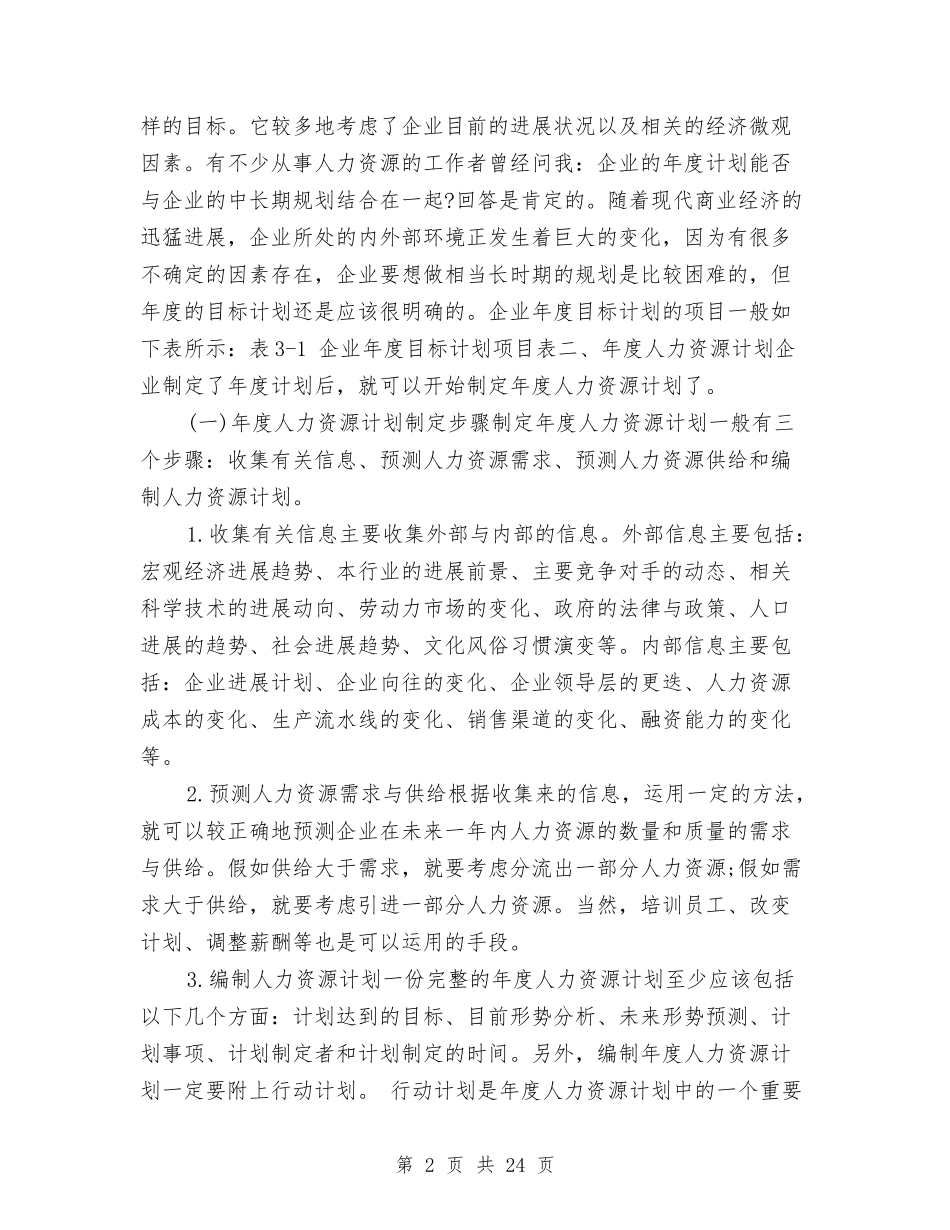 2024人力资源年度工作计划与2024人力资源年度工作计划分享汇编_第2页