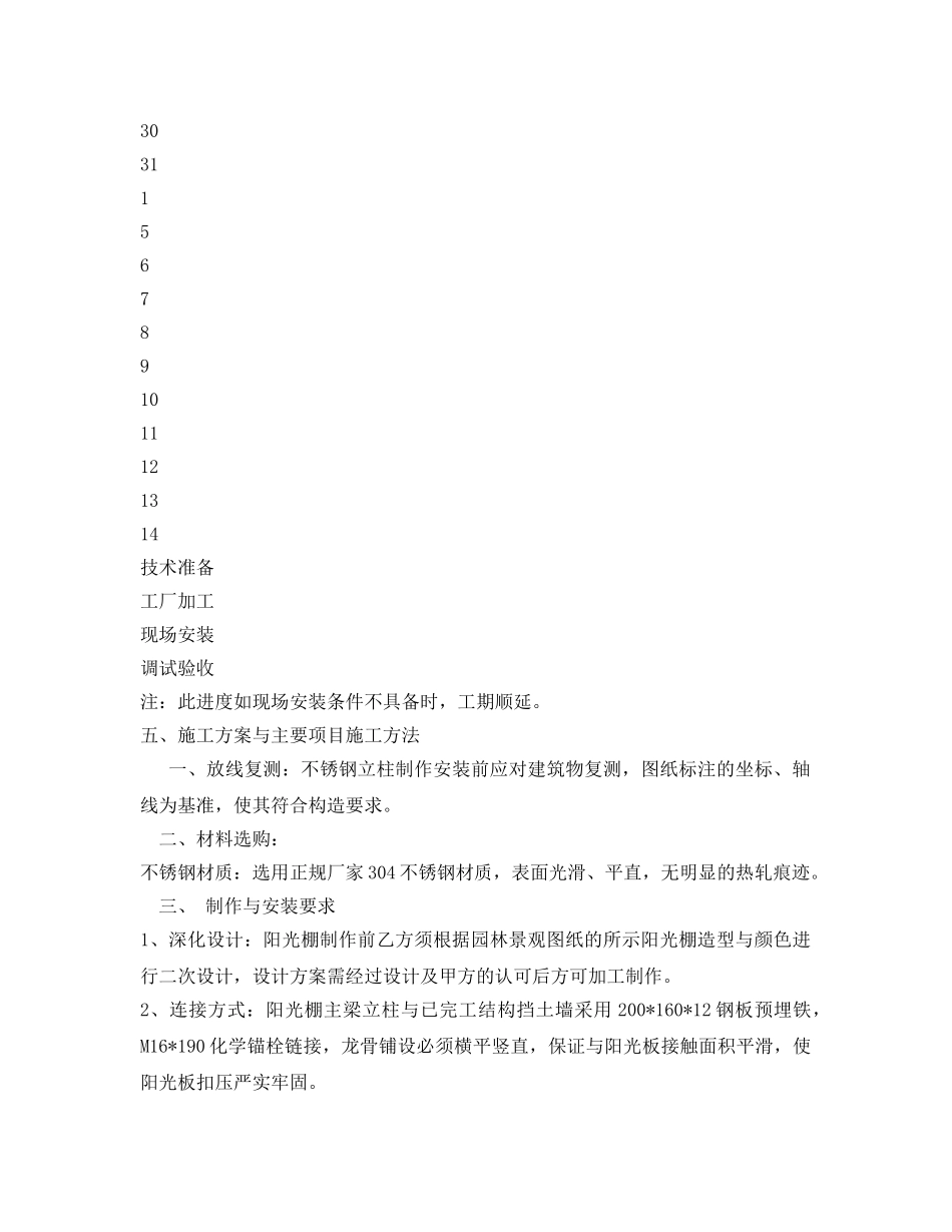 《安全管理资料》之不锈钢阳光棚施工方案 _第2页