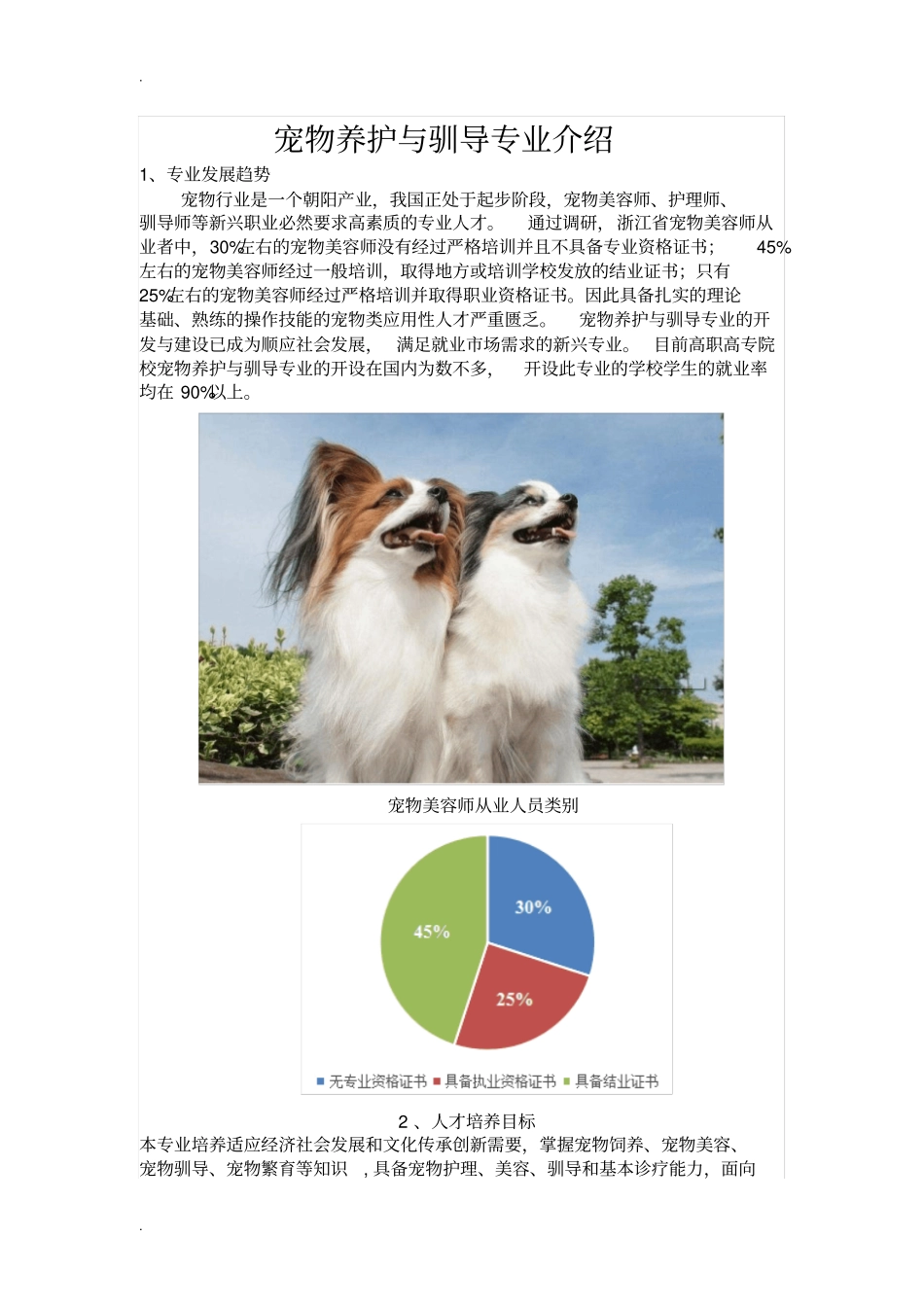 宠物养护与驯导专业介绍_第1页