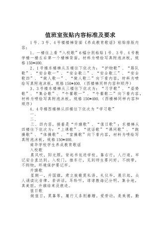 值班室张贴内容标准及要求 