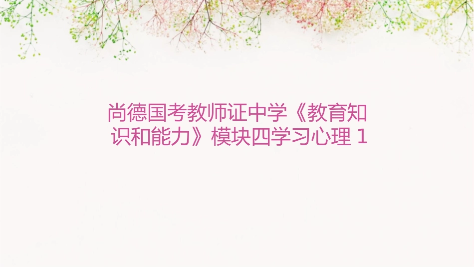 尚德国考教师证中学《教育知识和能力》模块四学习心理1长娥老师年月护理课件_第1页