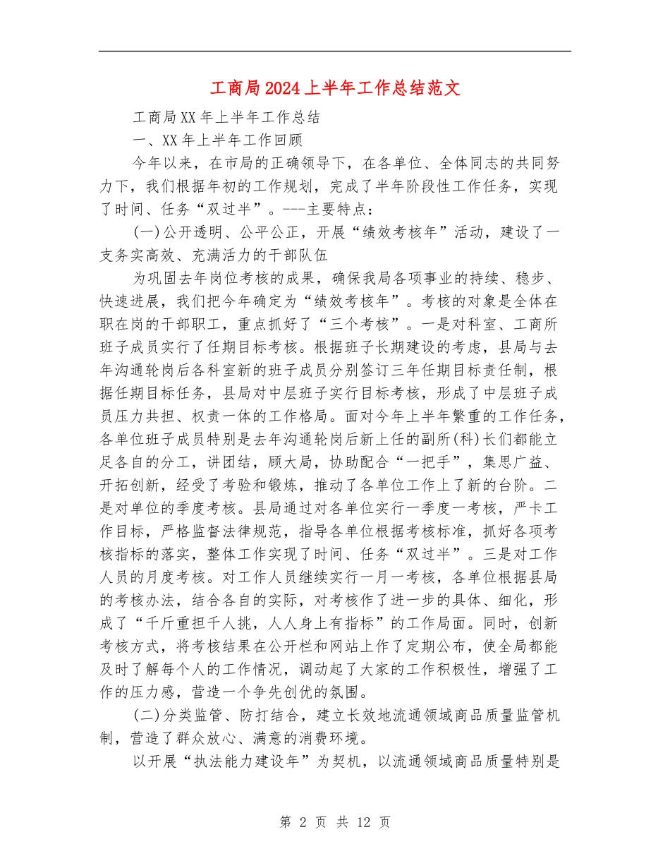 工商局2024上半年工作总结范文_第2页