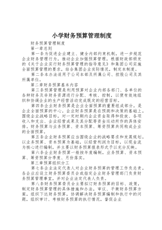 小学财务预算管理规章制度细则