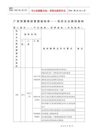 广西预算绩效管理指标库_项目支出绩效指标