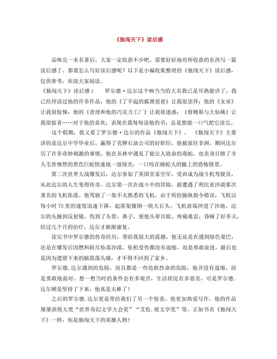 《独闯天下》读后感 _第1页