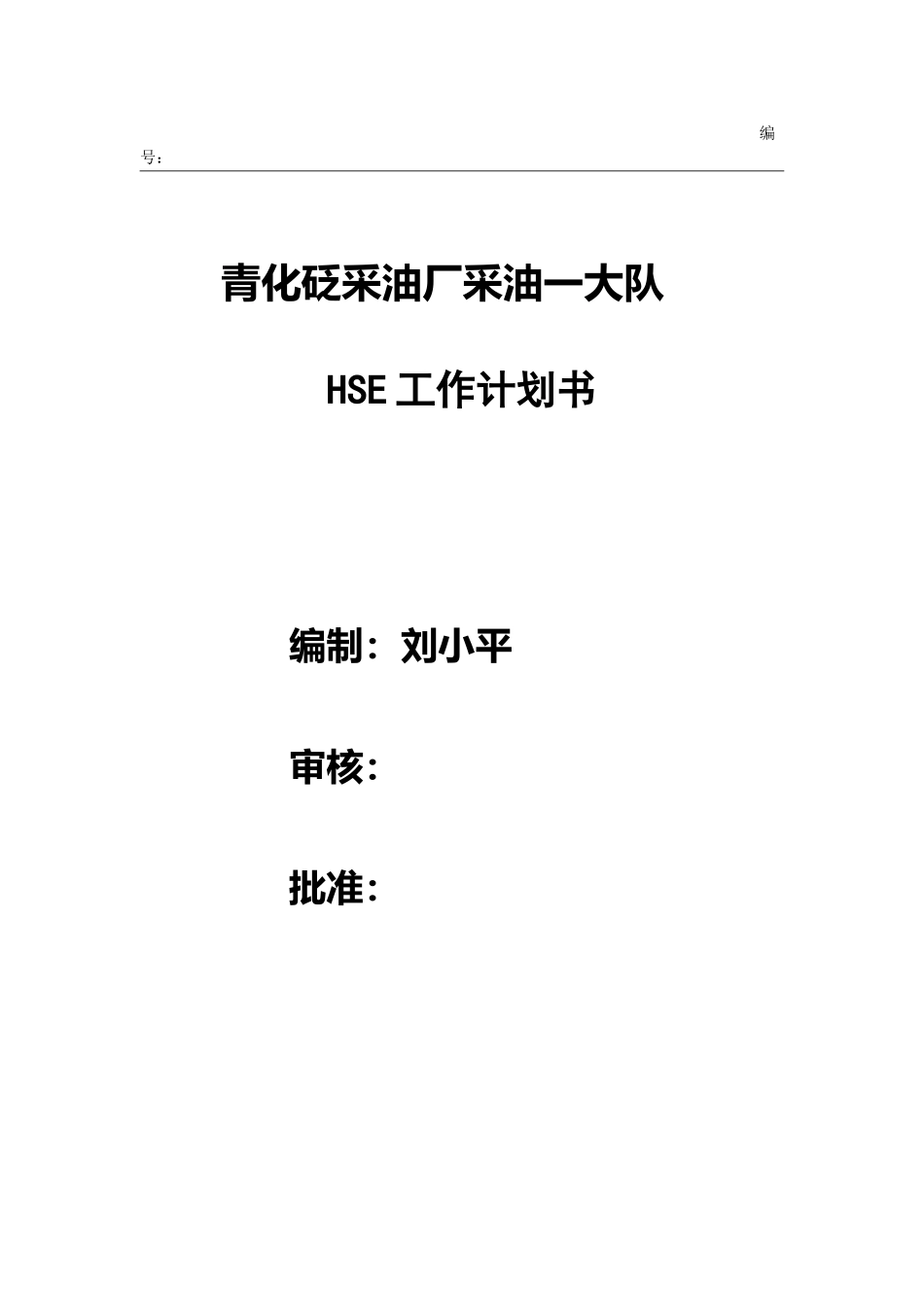 某某采油厂HSE工作计划书_第1页