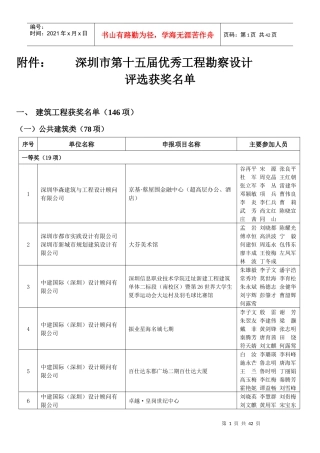 第15届深圳建筑勘察设计奖