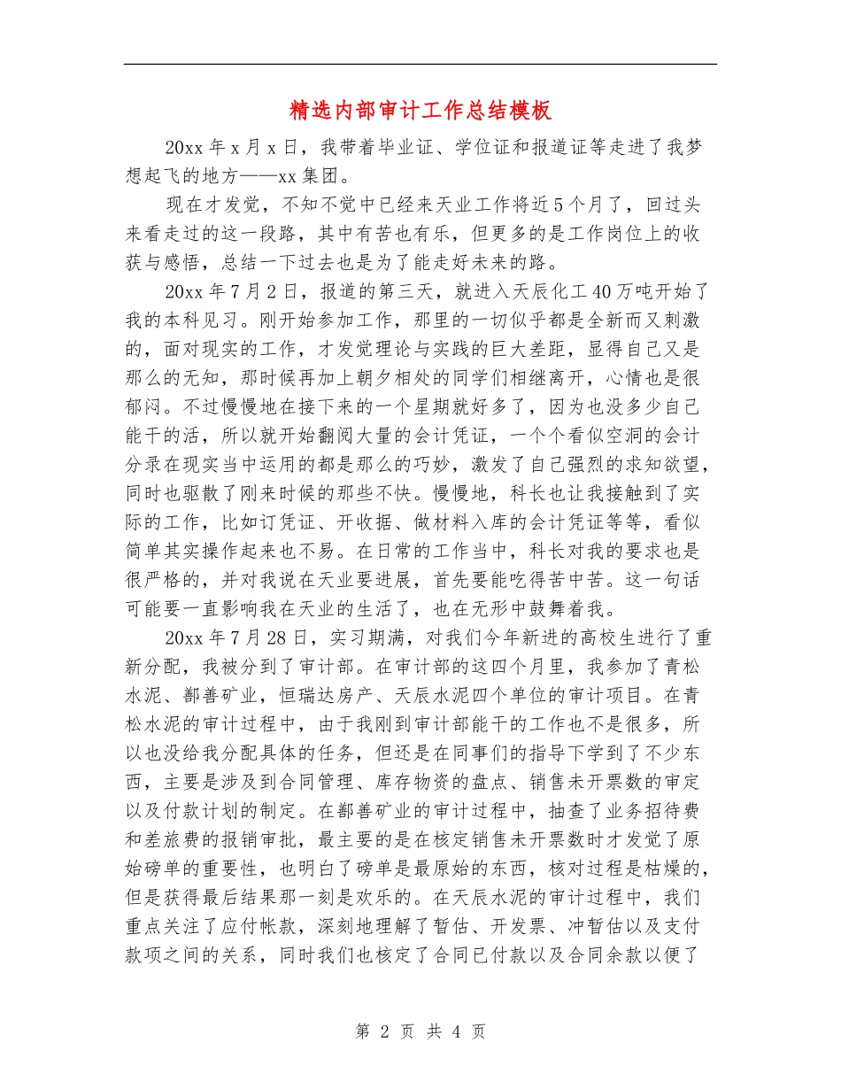 精选内部审计工作总结模板_第2页