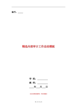 精选内部审计工作总结模板