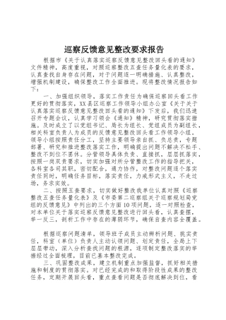 巡察反馈意见整改要求报告