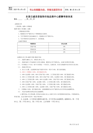 某某装饰市场品推中心薪酬考核体系