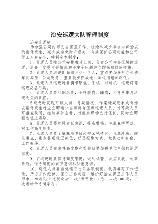 治安巡逻大队管理规章制度细则