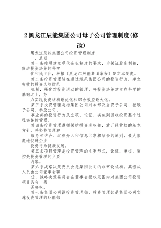 黑龙江辰能集团公司母子公司管理规章制度(修改) 
