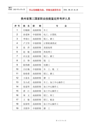 贵州省第三国家职业技能鉴定所考评人员doc-贵州省第三国