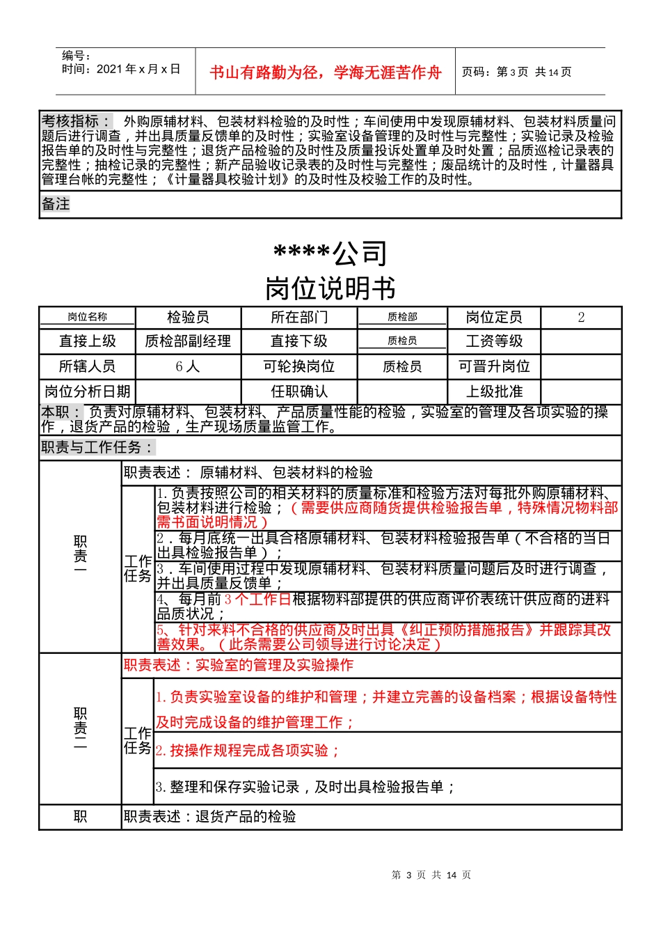某制造企业质检部岗位说明书_第3页