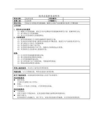 技术总监职务说明书