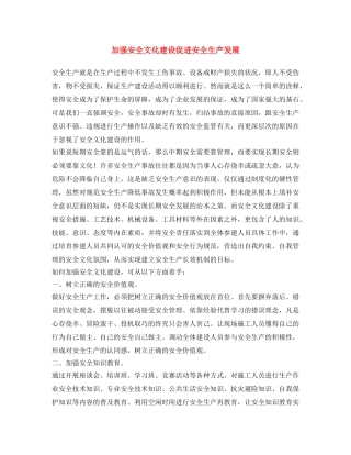 《安全文化》之加强安全文化建设 促进安全生产发展 