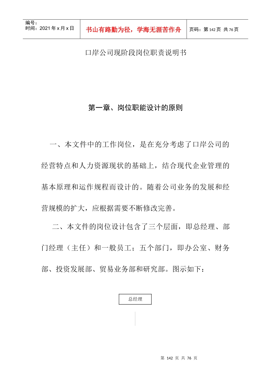 某公司现阶段岗位职责说明书_第1页