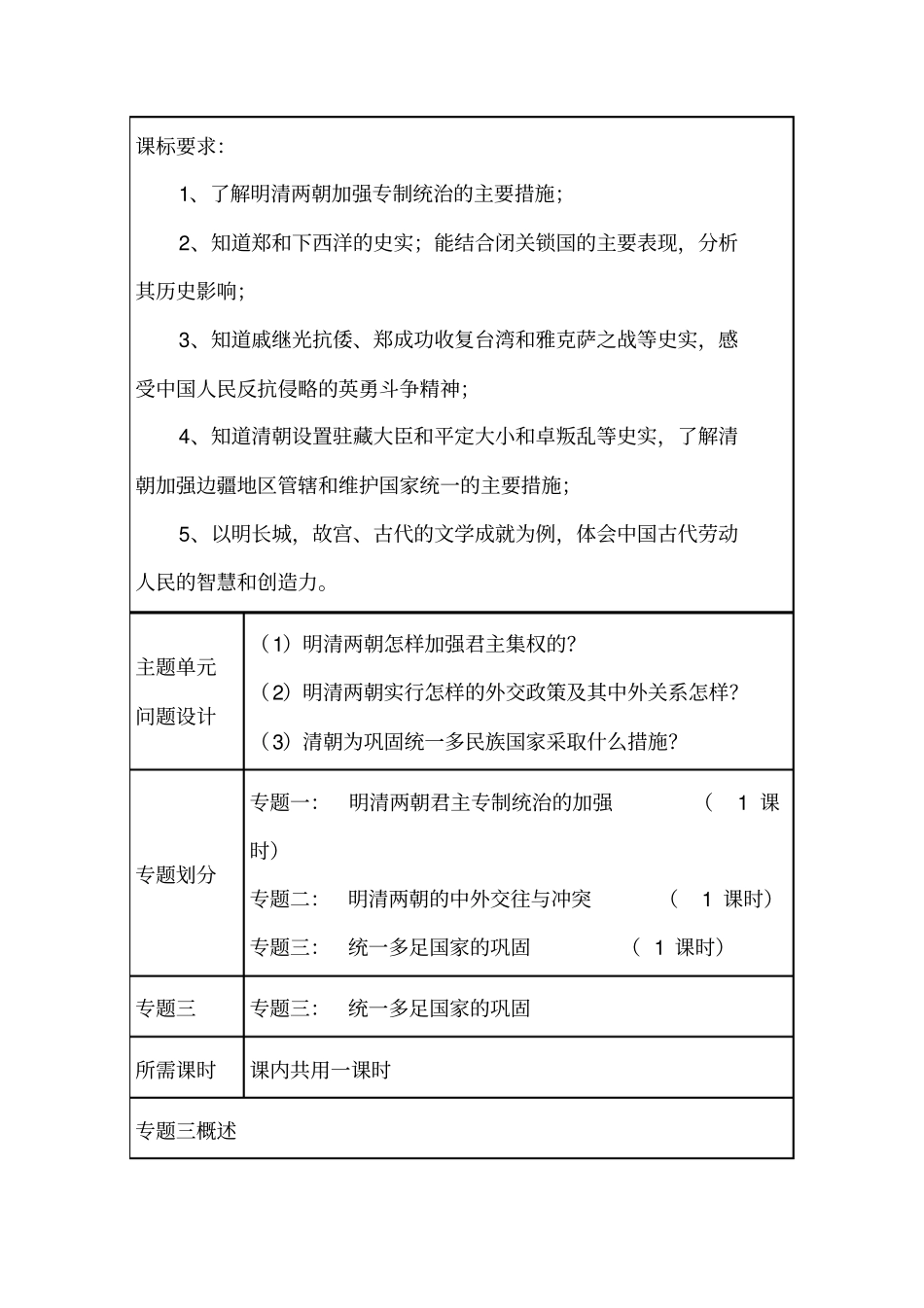 初中历史《统一多民族国家的巩固和社会危机》单元教学设计以及思维导图_第3页