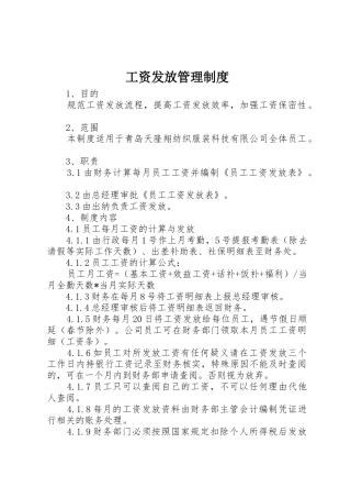 工资发放管理规章制度 (2)