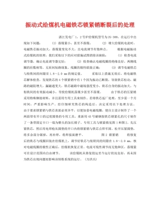 《安全技术》之振动式给煤机电磁铁芯锁紧销断裂后的处理 
