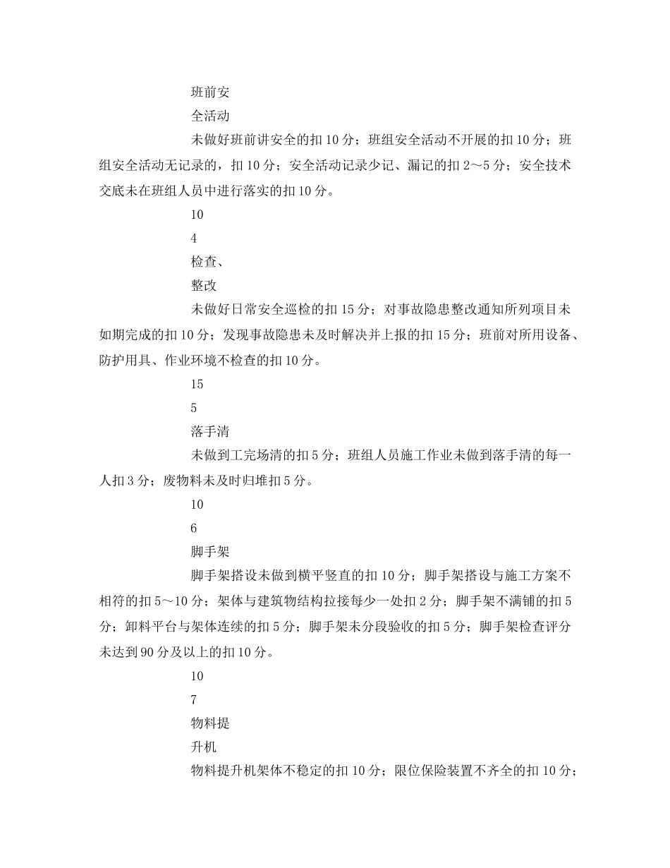 《安全管理资料》之项目登高工班长安全目标责任考核表 _第2页