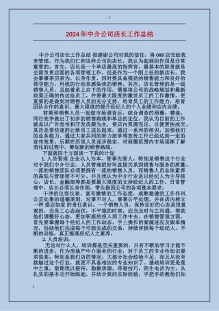 2017年中介公司店长工作总结