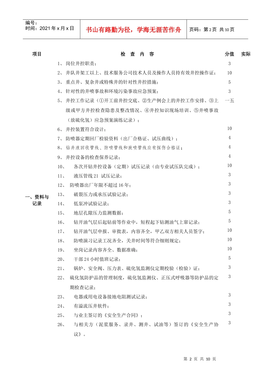 钻井队现场检查考核表汇编_第3页