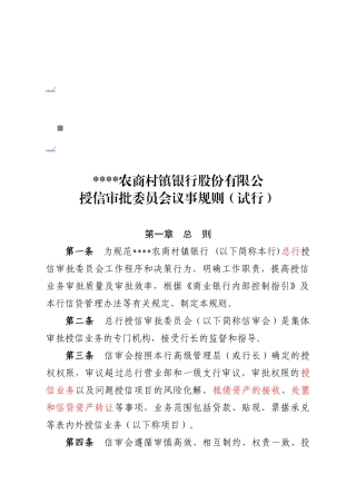 某公司授信审批委员会议事规则
