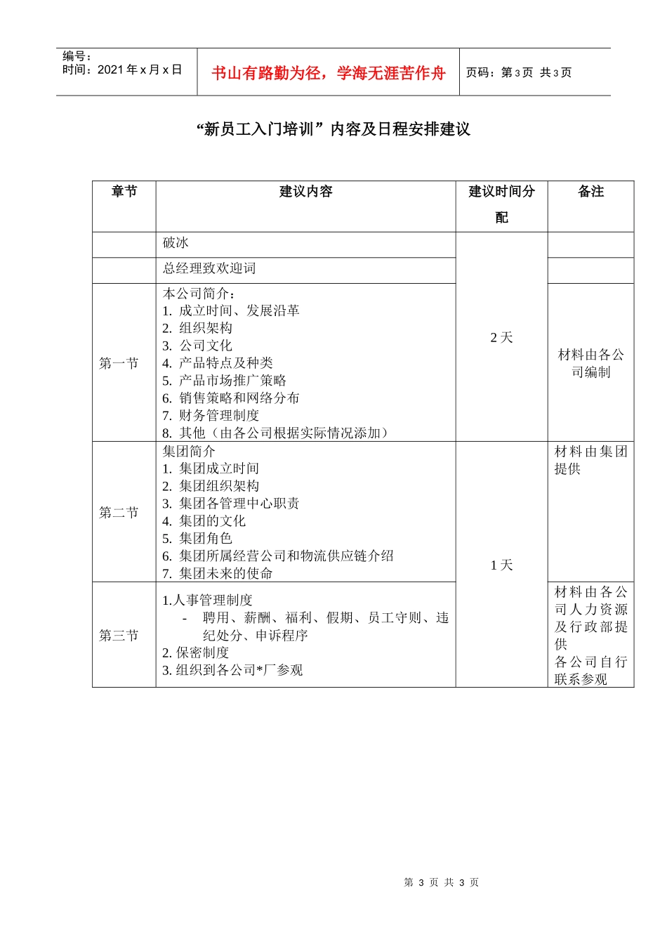 某公司新员工培训制度与流程_第3页
