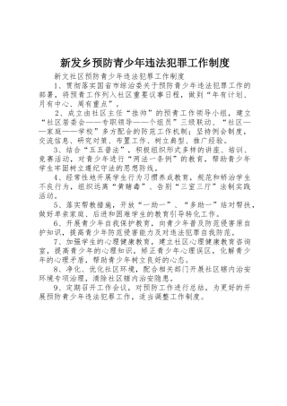 新发乡预防青少年违法犯罪工作管理规章制度