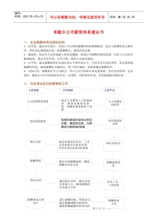 米歇尔公司薪资体系建议书