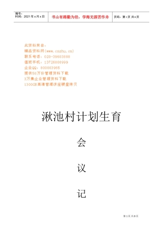某某村计划生育会议记录