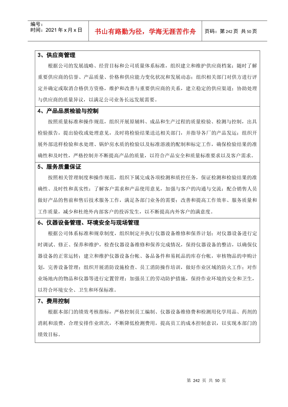 质量管理部岗位说明书040415_第3页