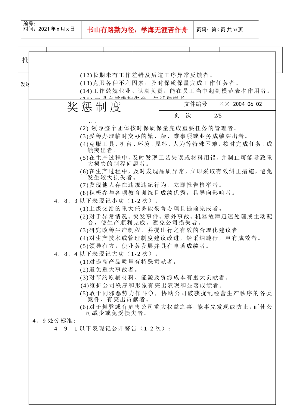 某某纺织有限公司奖惩制度_第2页