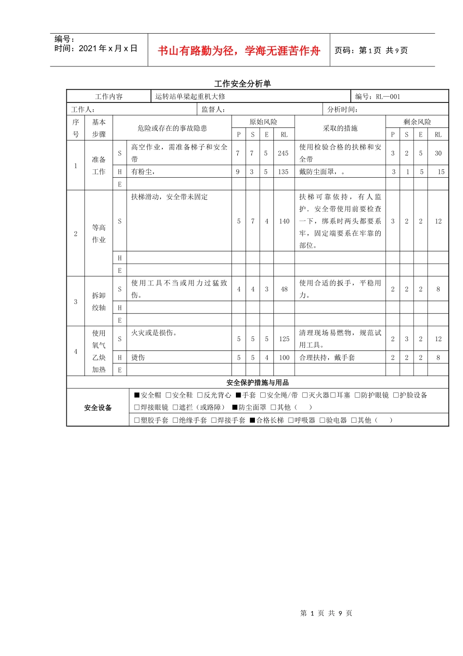 燃料工作安全分析单_第1页